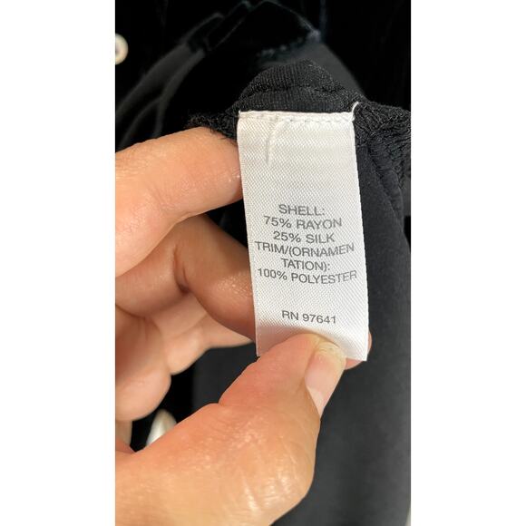 J.Jill Black Velvet Button Down Shirt Blouse (M) - Picture 4 of 5